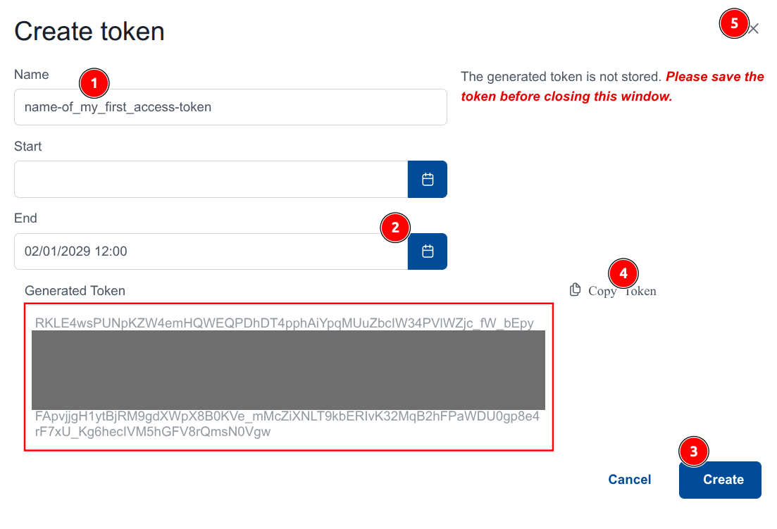 Create token